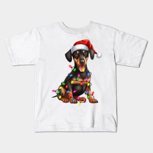 Christmas Doberman Pinscher Kids T-Shirt